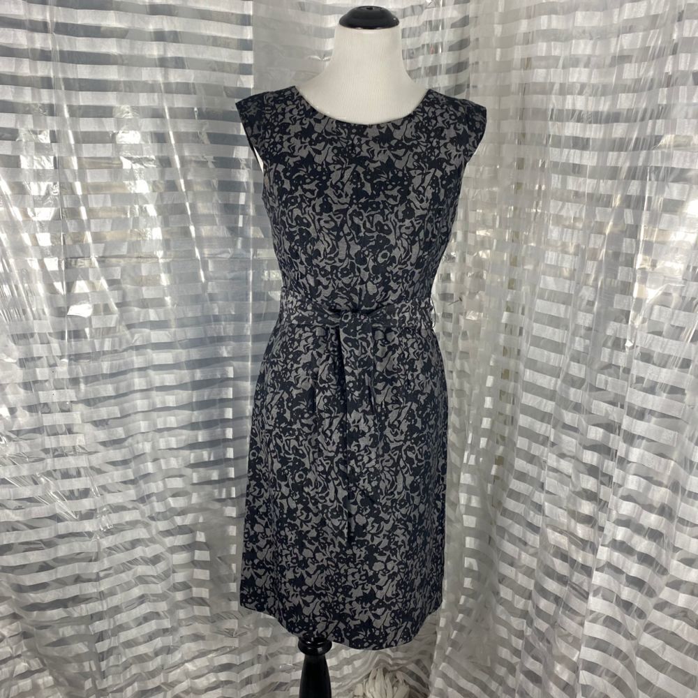 Banana Republic Gray Black Abstract Linen Blend Sheath Dress - Picture 2 of 6